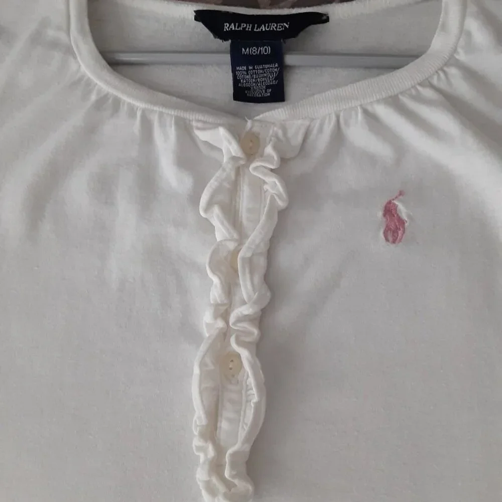 Ralph Lauren Ivory Ruffle Cap Sleeve Cotton Top size 8/10
